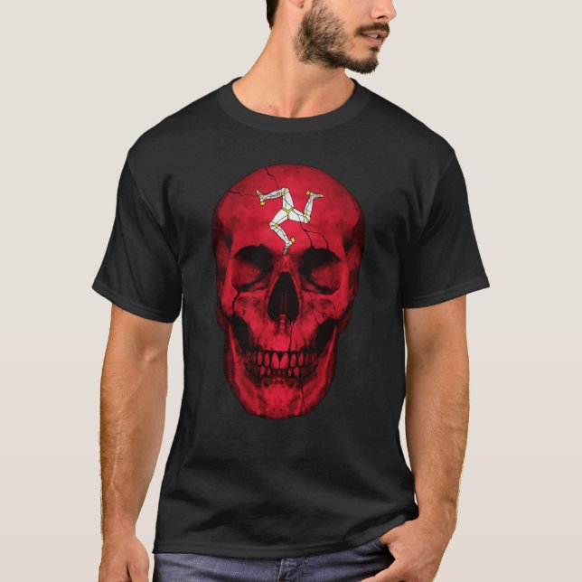 T-shirt Isle Of Man Flag Skull Manx Roots Proud Patriotic (Devant)