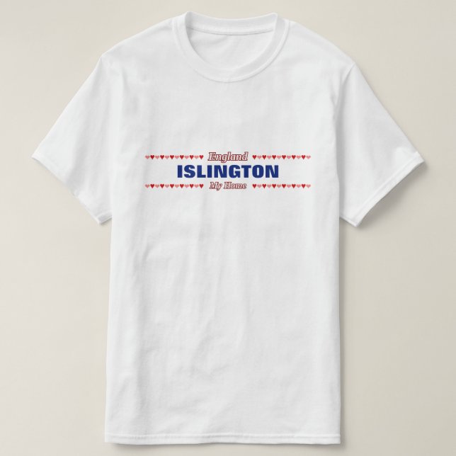 T-shirt ISLINGTON - Ma maison - Angleterre ; Coeurs rouges (Design devant)