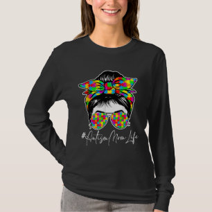 T-shirt Ism Mom Life Messy Bun Lunettes de soleil Bandana
