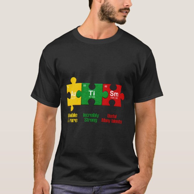 T-shirt Ism Puzzle Chemistry Time Table Elements Autism Aw (Devant)