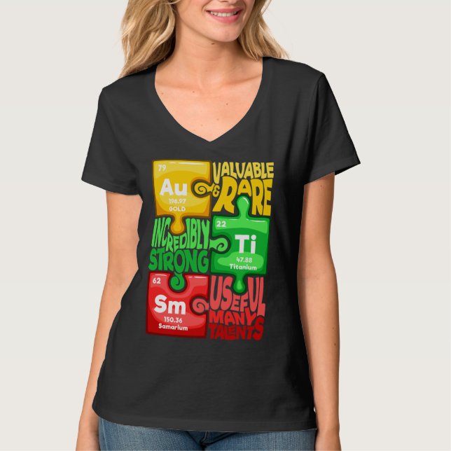 T-shirt Ism Puzzle Chimie Temps Tableau Éléments Autisme A (Devant)