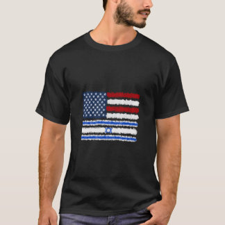 T-shirt Israël Drapeau Américain Israël Usa Racines Amériq