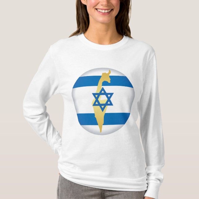 T-shirt Israel Flag and Map Blue Star of David Emblem (Devant)