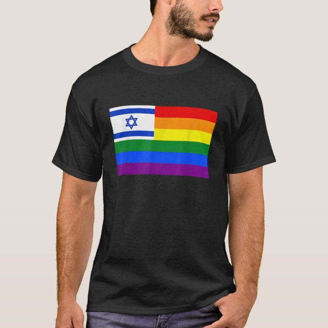 T-shirt Israël Juif LGBT T Chemise Gay Lesbian Pride Drape (Devant)