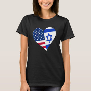 T-shirt Israël USA Coeur Chemise Israël Drapeau américain