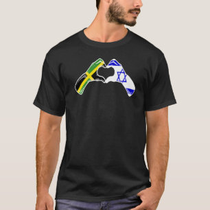 T-shirt Isreal Jamaïque Drapeau Isreali Jamaican Heart Pre