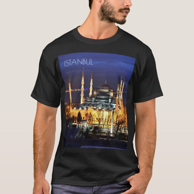 T-shirt Istanbul Mosquée Bleue Nuit Décor Premium Voyage (Devant)