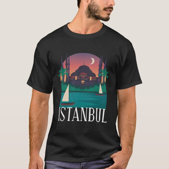 T-shirt Istanbul Turkey City Skyline Silhouette Outline Sk (Devant)