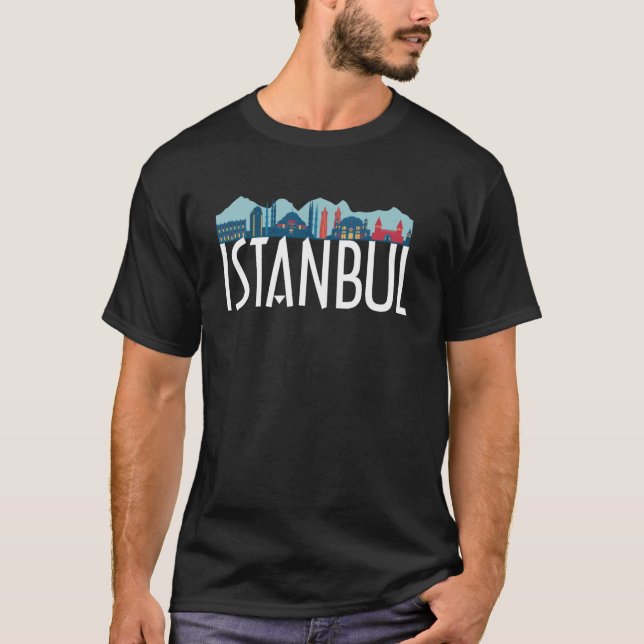 T-shirt Istanbul Turquie Skyline Silhouette Outline Sk (Devant)