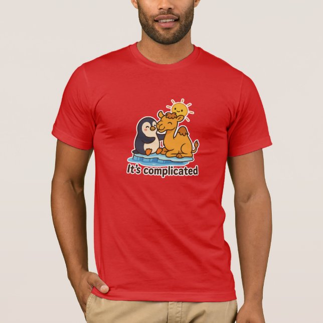 T-shirt It’s Complicated Penguin Camel Shirt (Devant)