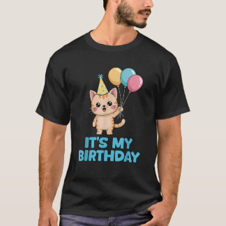 T-shirt It s My Birthday Kawaii Cat 