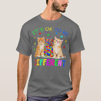 T-shirt It S Ok O Be Different Cat Autism Awareness 