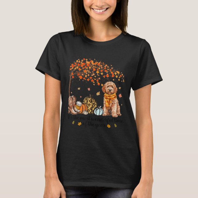 T-shirt It’s The Most Wonderful Time Goldendoodle Pumpkins (Devant)