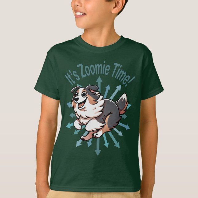 T-shirt It’s Zoomie Time Australian Shepherd (Devant)