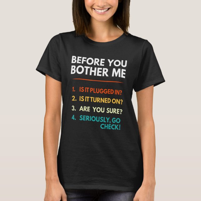 T-shirt IT Support Checklist Funny Office Computer Aide (Devant)