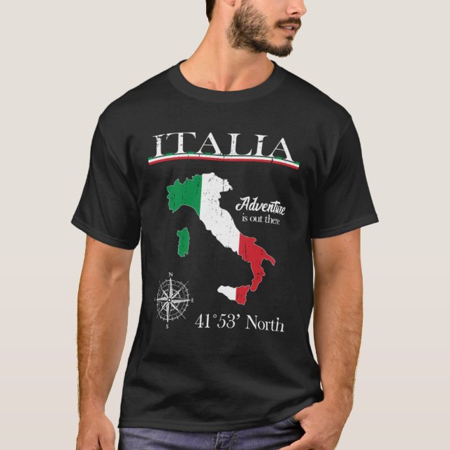 T-shirt Italia  Adventure Is Out There  Italy Italian Flag (Devant)