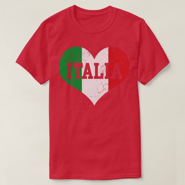 T-shirt Italia Drapeau Coeur Amour Italie Italienne (Design devant)