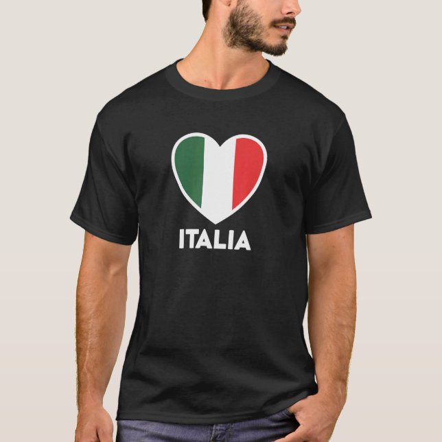 T-shirt Italia Drapeau Coeur Vert Blanc Rouge (Devant)