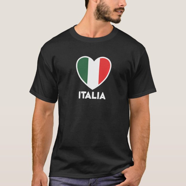 T-shirt Italia Drapeau Coeur Vert Blanc Rouge (Devant)