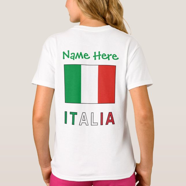 T-shirt Italia e Bandiera Italiana Personnalisation verte (Dos)