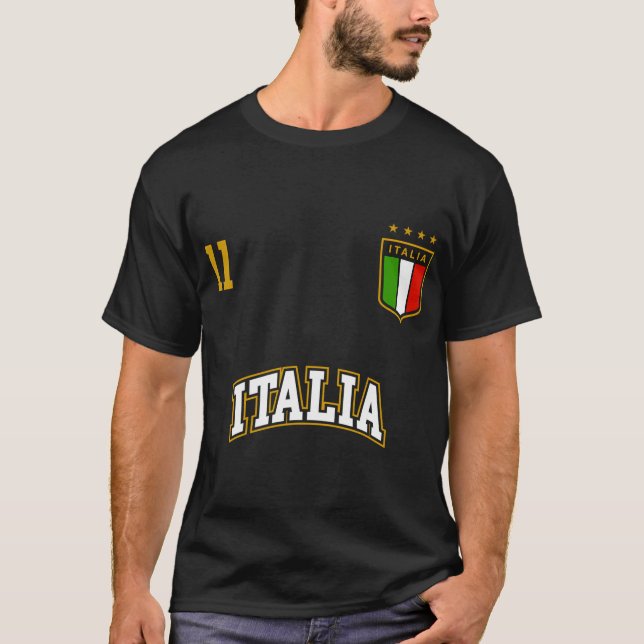 T-shirt Italia Team Sports Numéro 11 Football Italien Drap (Devant)