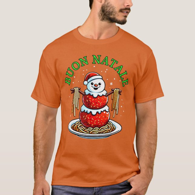 T-shirt Italian Food Christmas Meatball Snowman Ugly Chris (Devant)