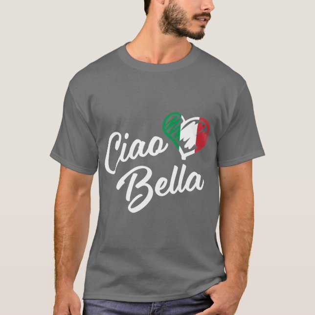 T-shirt Italian Heart Ciao Bella Script Cute Italia friend (Devant)