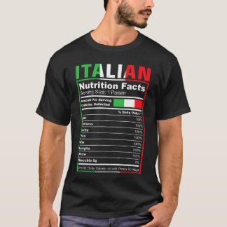 T-shirt Italian Nutrition Facts Italiano Italy Pride Itali