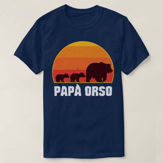 T-shirt Italian Papa Bear - Dad of Twins- Papa Orso Retro  (Design devant)