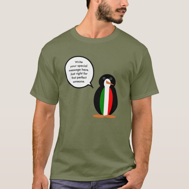 T-shirt Italian Talking Ms Penguin Personalized Text Men's (Devant)