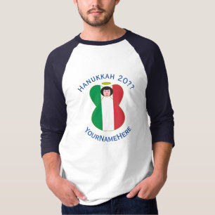 T-shirt Italie Ange Hanukkah Drapeau Personnaliser Manches