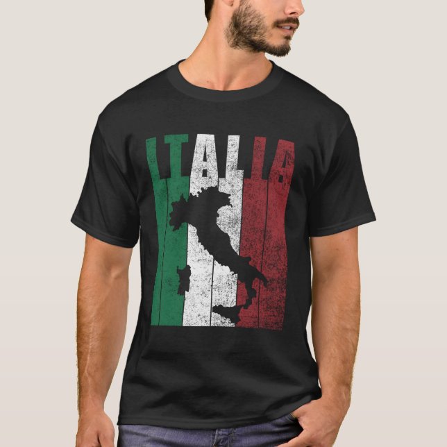 T-shirt Italie Carte Italia Drapeau Italien Ancêtres Patri (Devant)