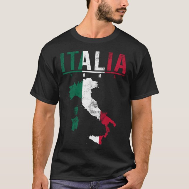 T-shirt Italie Carte Italienne Drapeau Italia Pour Hommes  (Devant)