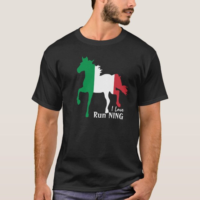 T-shirt Italie, Cheval, Drapeau Italien & I love running (Devant)