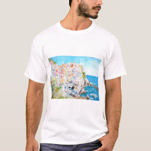 T-shirt Italie Cinque Terre aquarelle