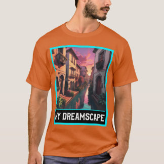 T-shirt Italie comme paysage de ville de fantaisie famille