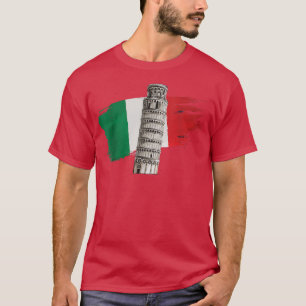 T-shirt Italie Drapeau avec la tour penchée de Pise en Tos
