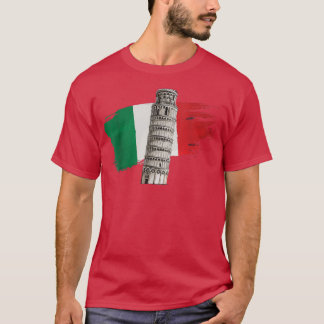 T-shirt Italie Drapeau avec la tour penchée de Pise en Tos