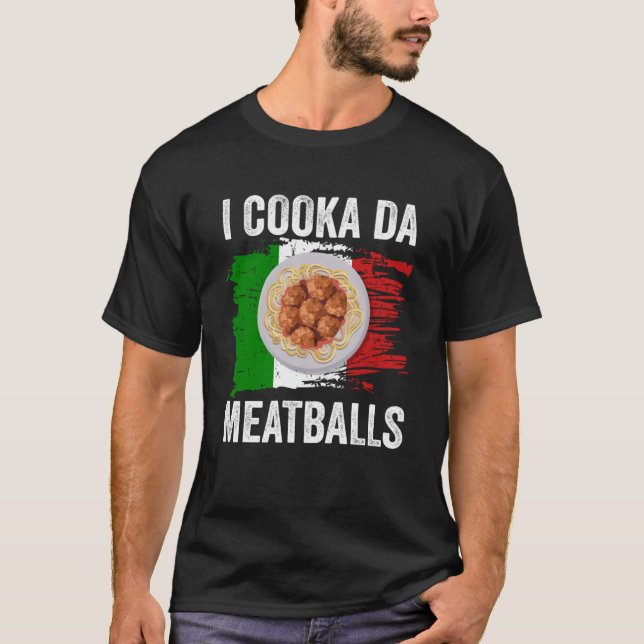 T-shirt Italie Drapeau Italien Racines Foody I Cooka Da Me (Devant)