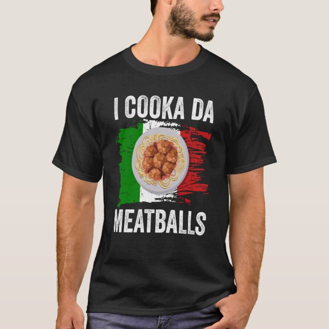 T-shirt Italie Drapeau Italien Racines Foody I Cooka Da Me (Devant)