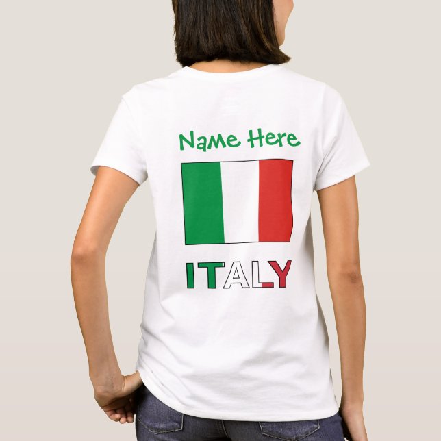 T-shirt Italie Drapeau Vert Personnalisation Femmes (Dos)