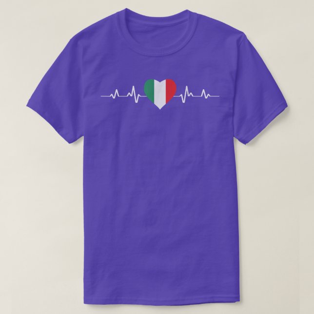 T-shirt Italie Heart Ekg Drapeau italien (Design devant)