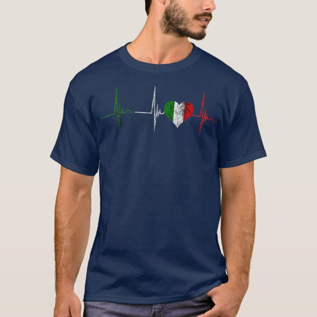 T-shirt Italie Heart Italien Heartbeat EKG Pulse Italiano (Devant)