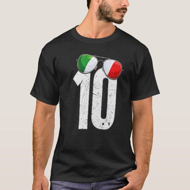 T-shirt Italie Joueur de football Numéro 10 drapeau italie (Devant)