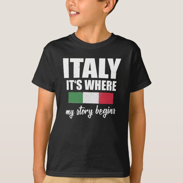 T-shirt Italie : L'histoire commence en italien (Devant)