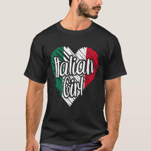 T-shirt Italie pour fille Italien Coeur Drapeau pour les f