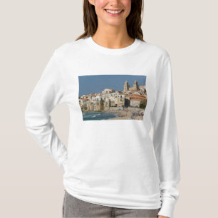 T-shirt Italie, Sicile, Cefalu, Ville avec Duomo de