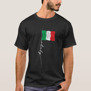 T-shirt Italie Signature Pole Drapeau - Élégant Italie pat