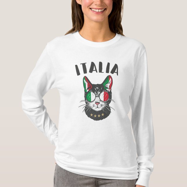 T-shirt Italie Soccer Chat Mascotte drapeau italien (Devant)