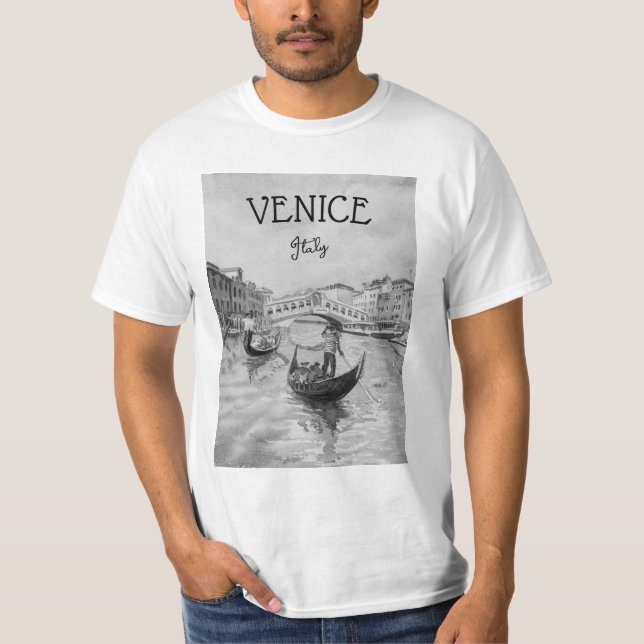 T-shirt Italie Travel - VENICE souvenir noir et blanc (Devant)